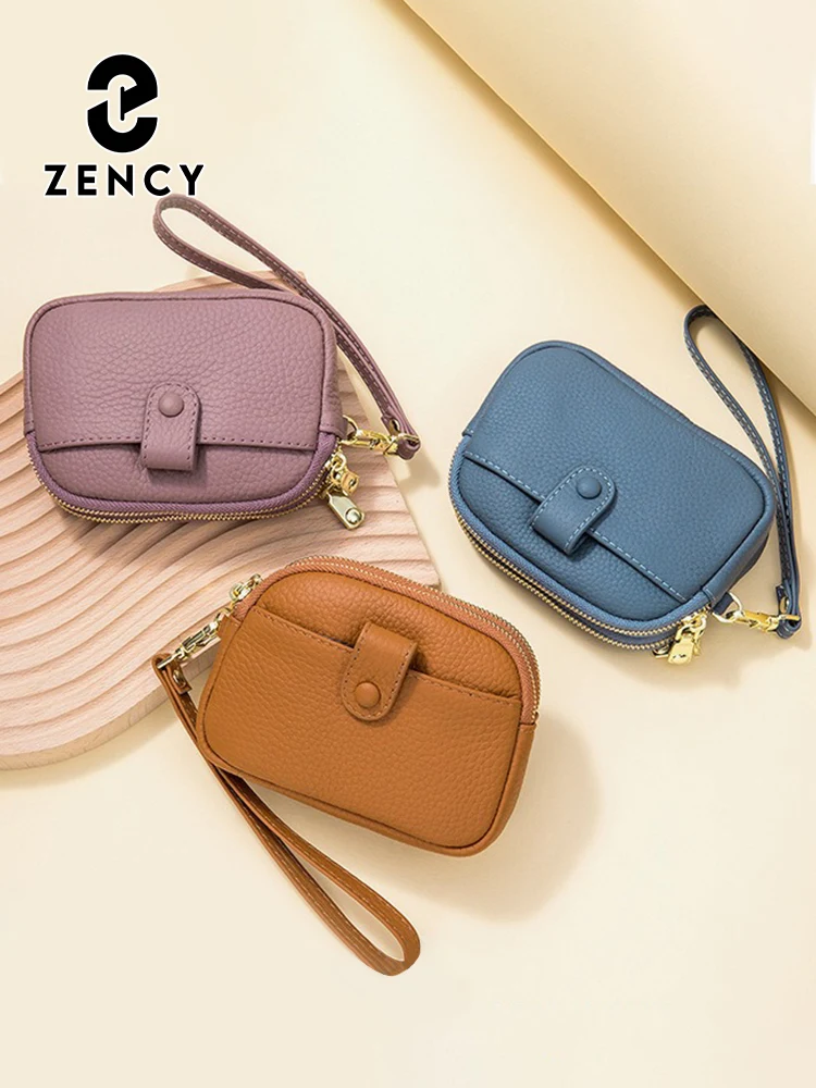 Zency Classic Women's Blue Soft Wallet Large Capacity Female Zipper Coin Purses Multifunctional Layer Business Card Holder Bag