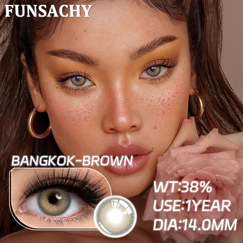 FUNSACHY 2pcs Colored Contact Lenses for Eyes Natural Brown Lens Gray Lens Eye Contacts Cosmetic Beauty Pupil High Quality Lens