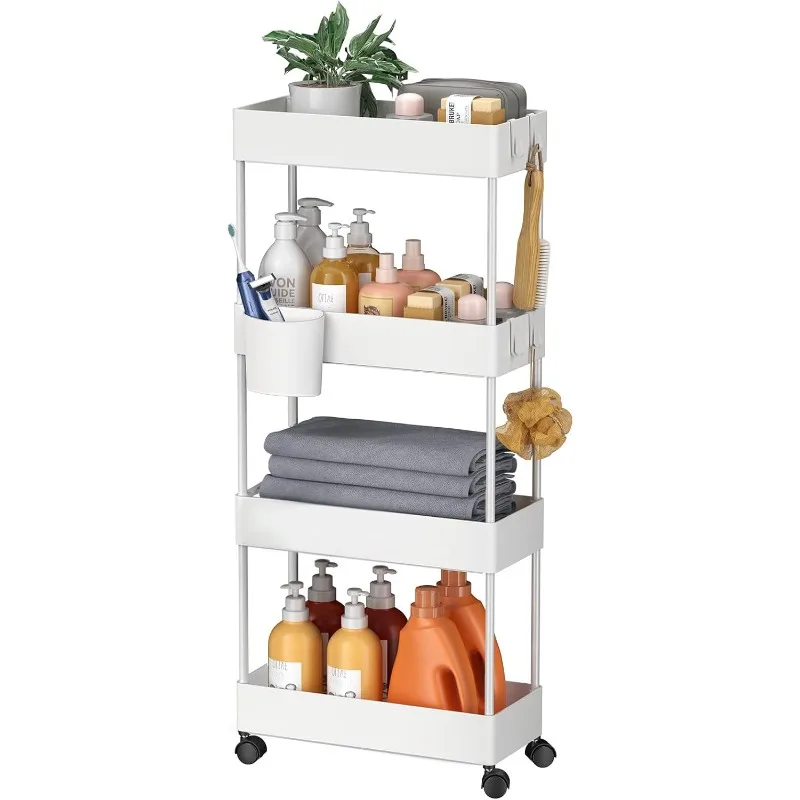 

Ultra-thin wheeled storage cart, suitable for narrow places in bathrooms, kitchens, laundry rooms and offices