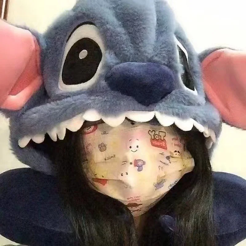 New Cartoon Cute Stitch Hooded U-Shaped Pillow Neck Pillow Hat Toys Office Car Airplane Travel Nap Pillow Toy Birthday Gifts