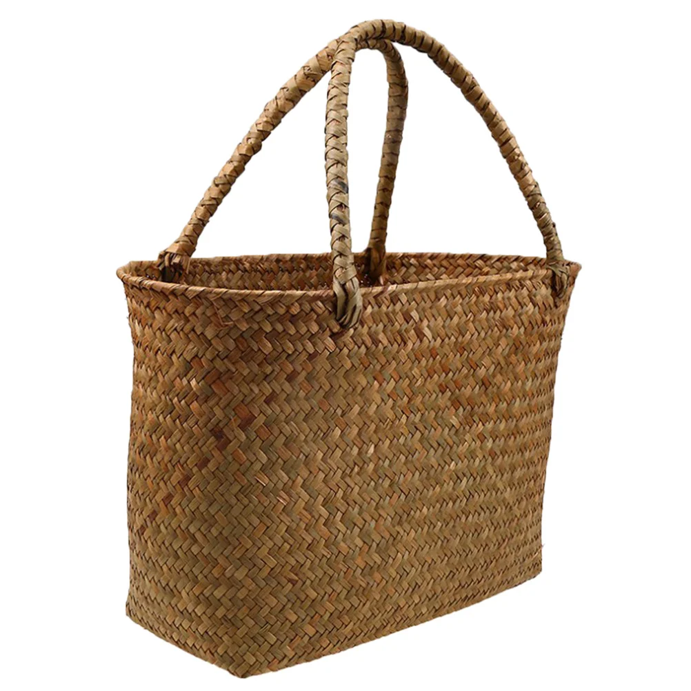 

S Size Woven Flower Basket Handmade Natural Seagrass Storage Basket for Succulents Flowers Laundry Picnic Market Outdoor Indoor