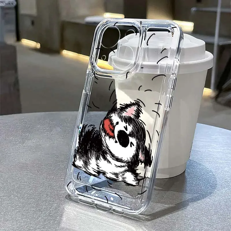 Puppy Pattern Design Anime Art Phone Case For Apple iPhone 17 16e 16 15 14 13 12 11 Pro Max Plus Mini TPU Soft Transparent