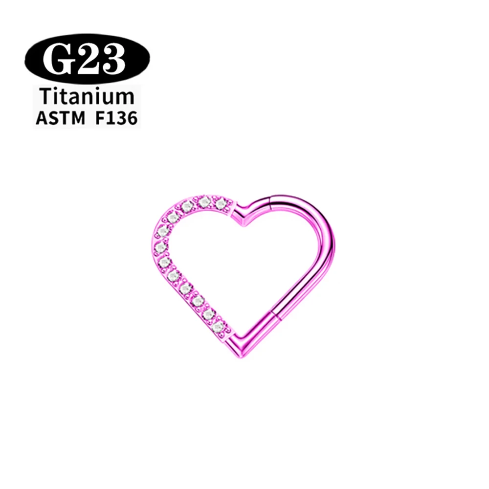 ASTM F136 G23 Titan Herz-Nasenring Ohrring Creolen Eloxierter Piercing-Schmuck-Set für Ohrknorpel, Tragus, Helix, Conch, Daith – Detail 7