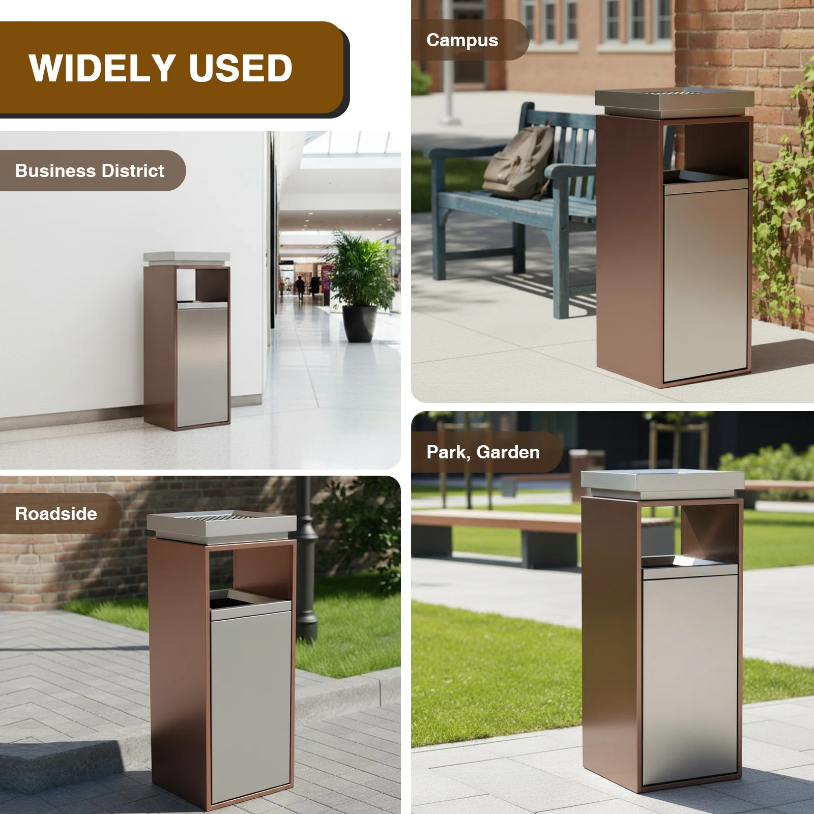 

Indoor Outdoor Trash Can with Ashtray/Lid with Removable Inner Bucket 29.53x11.02x11.02in for Office Hotel Lobby Patio