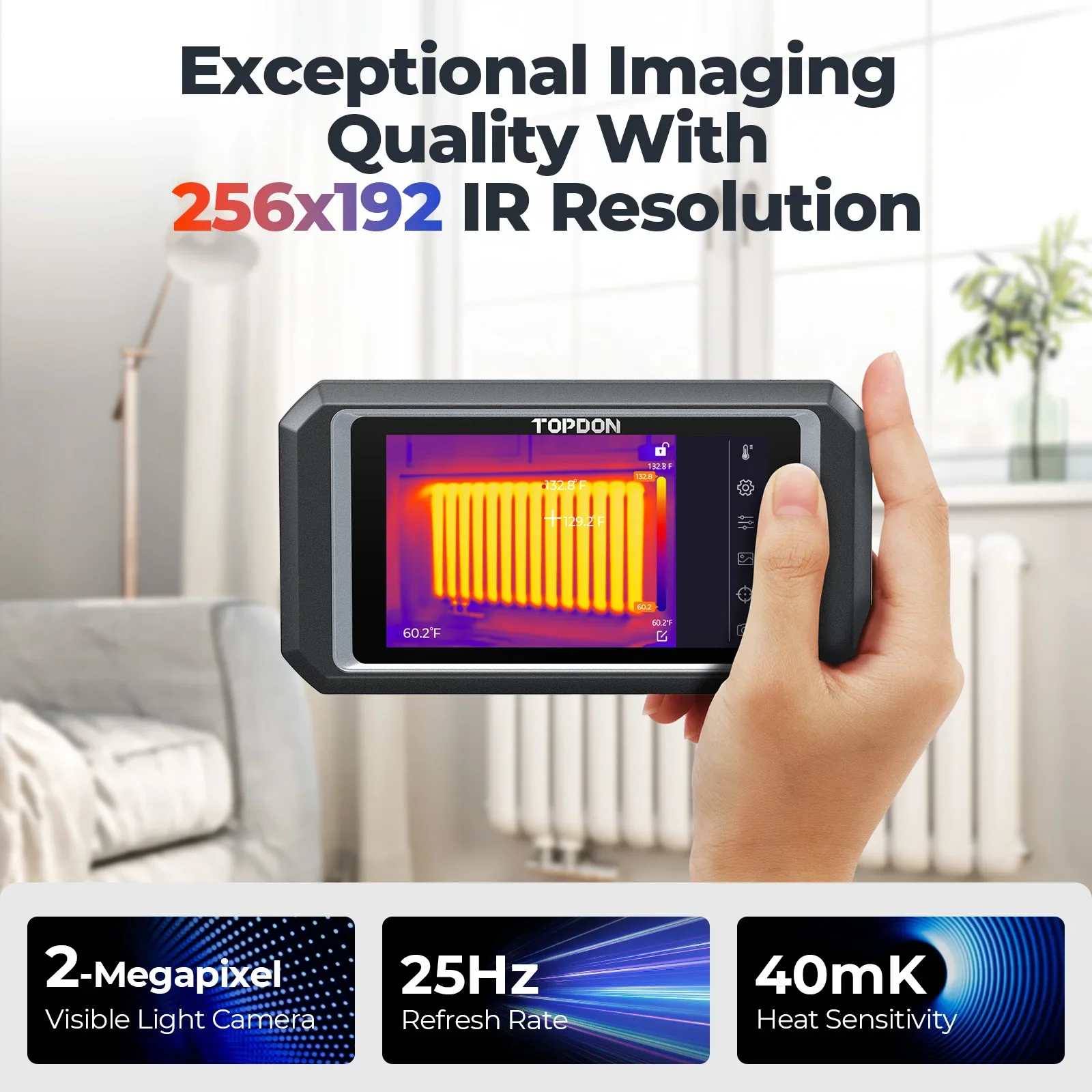 TOPDON TC003 Professional Portable Smart High Solution 5 Inch Touch Screen Android Car Ir Infrared Thermal Imaging Camera Imager