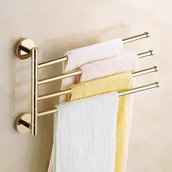 New and brief 2-4 Swivel Towel Bars Copper Wall Mounted 32cm Bathroom Towel Rail Rack Gold Bathroom Towel Holder Towel Hanger