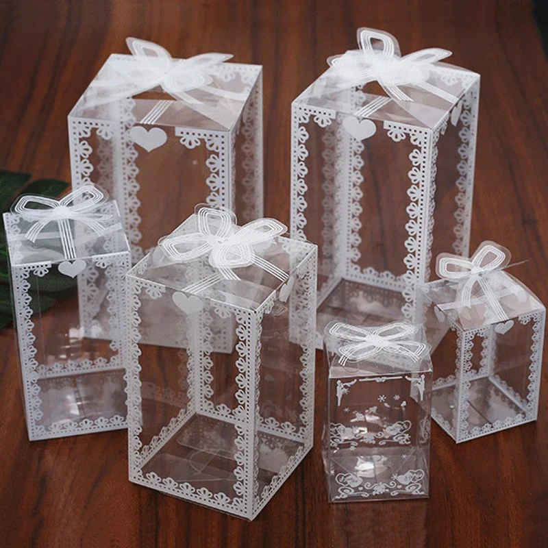 10 Stück transparente Geschenkbox aus PVC-Kunststoff, durchsichtige Verpackung für Hochzeit, Party, Geschenk, Pralinenschachtel