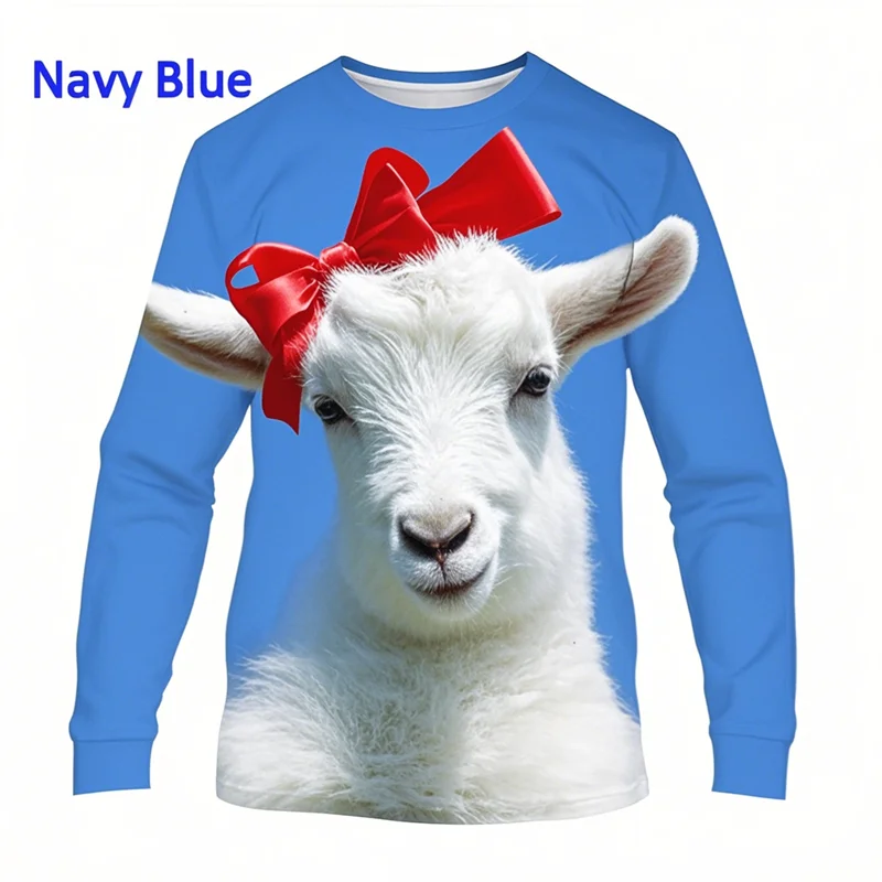 

Осенняя футболка с длинным рукавом с 3d принтом забавного животного, козы, женская и мужская одежда, футболка с длинным рукавом, модные топы большого размера, женские футболки