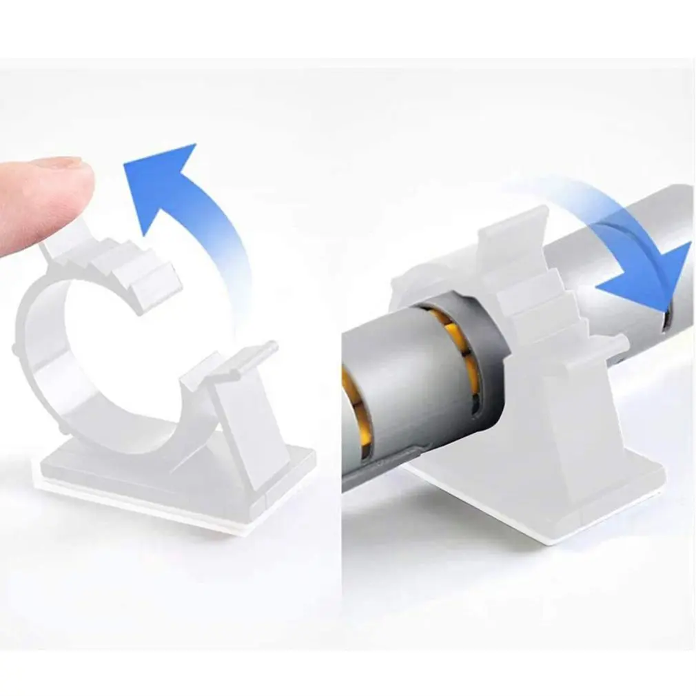 Adjustable Cable Organizer Self Adhesive Cable Clips Table Cable Management Clamp Cord Holder For Car PC TV Charging Wire Winder