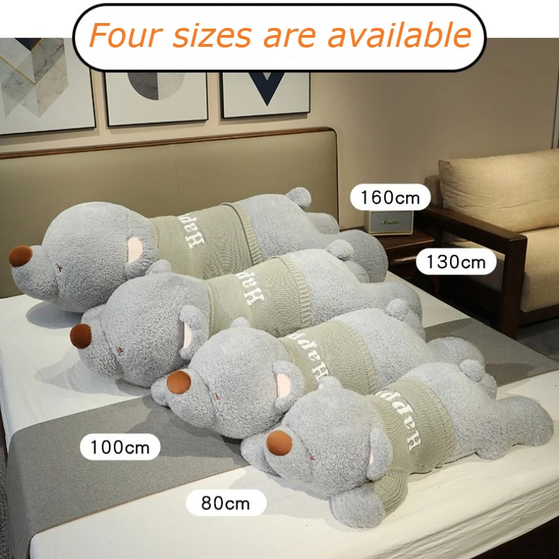 Giant Lying Bear Plush Toy Soft Fluffy Stuffed Bear Pillow Cushion Bedtime Hugging Pillow Girls Bedroom Sofa Decor Toy Gift