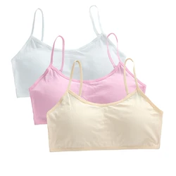 3pcs Teenage Girls Small Bras Young Children Underwears Student Girls Wireless Solid Underclothes Kids Sports Training Bra Vest