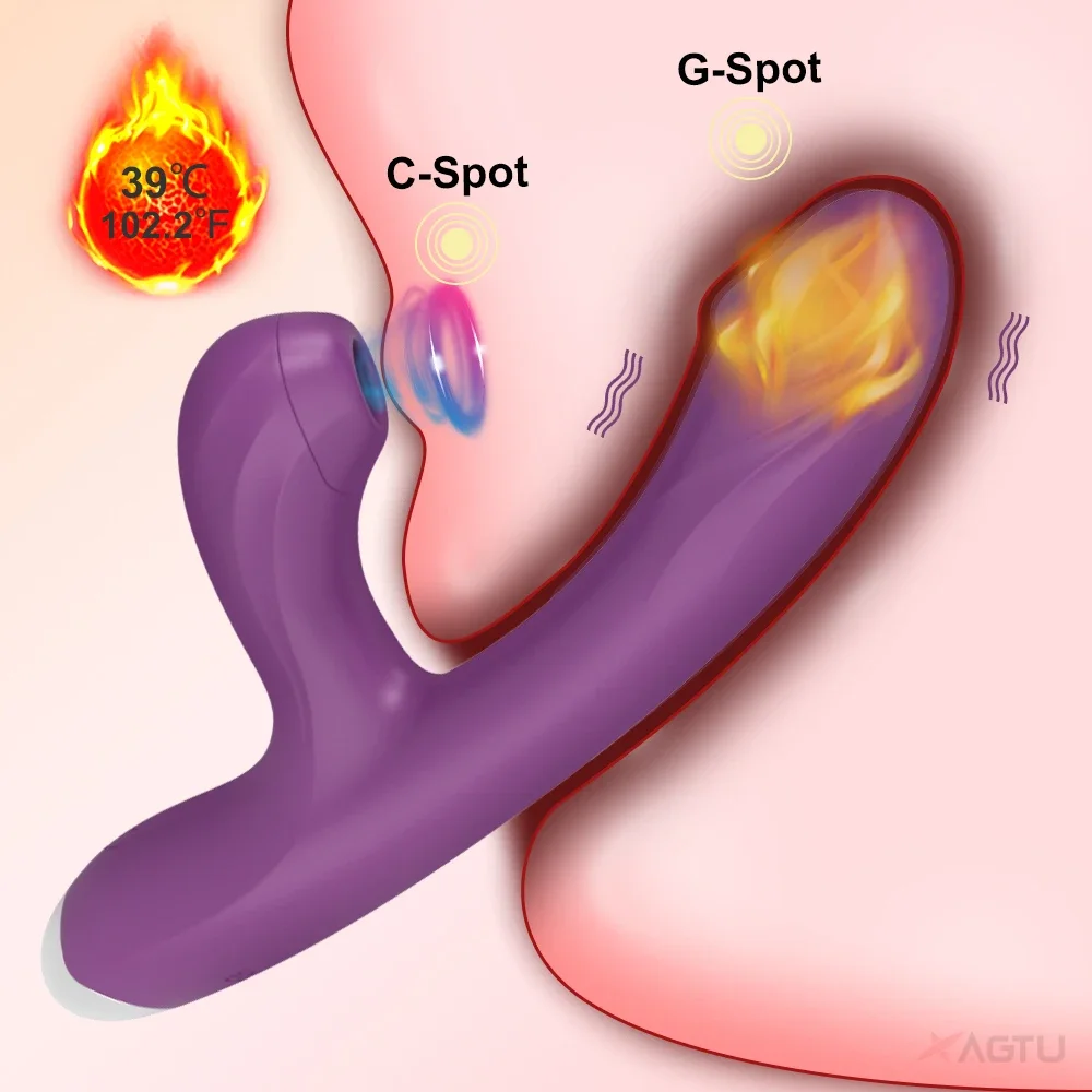 Clit Sucker 2 in 1 Vibrator Dildo for Women G-Spot Clitoris Vacuum Stimulator Heating Dildo Female Sex Toy Adults Goods