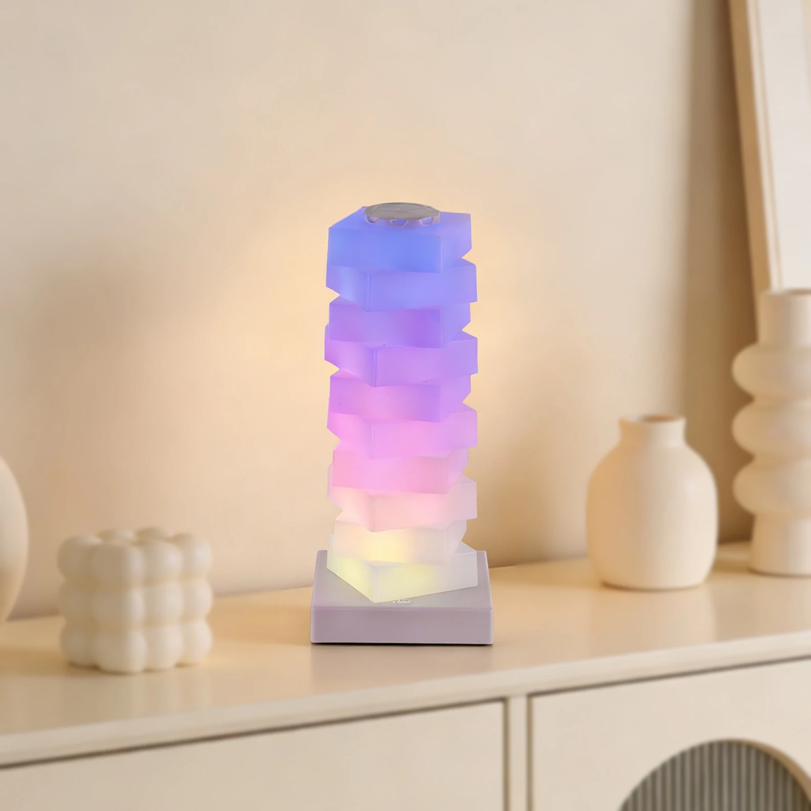 Modern Stacked LED Night Lamp, Dimmable Color Changing Ambient Light for Bedroom, Living Room, Home Decor, Birthday Gift