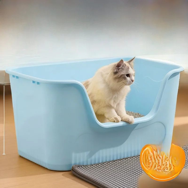 Caja de Arena para Gatos Extra ande Semi-Cerrada, Sustros para Mascotas Maine Coon, Inodoro para Gatos Anti-Salpicadura...