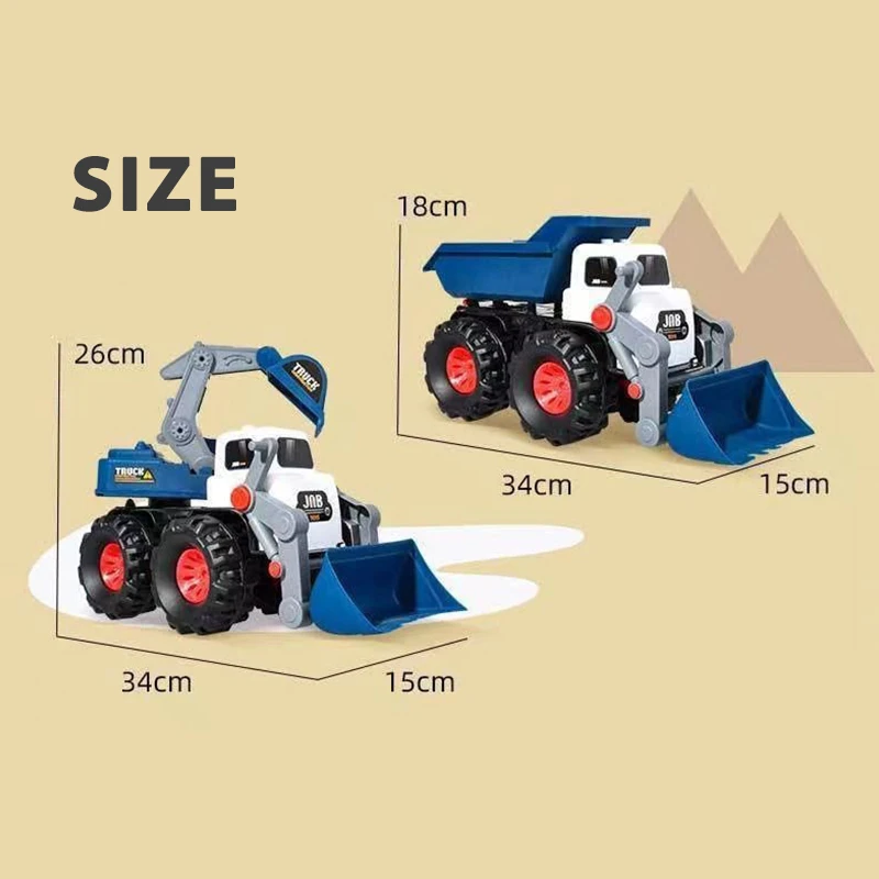 Children\'s Large Trucks Plastic Engineering Car Dump Truck Crane Excavator Model Inertial Vehicle Car Toys Gift for Kids