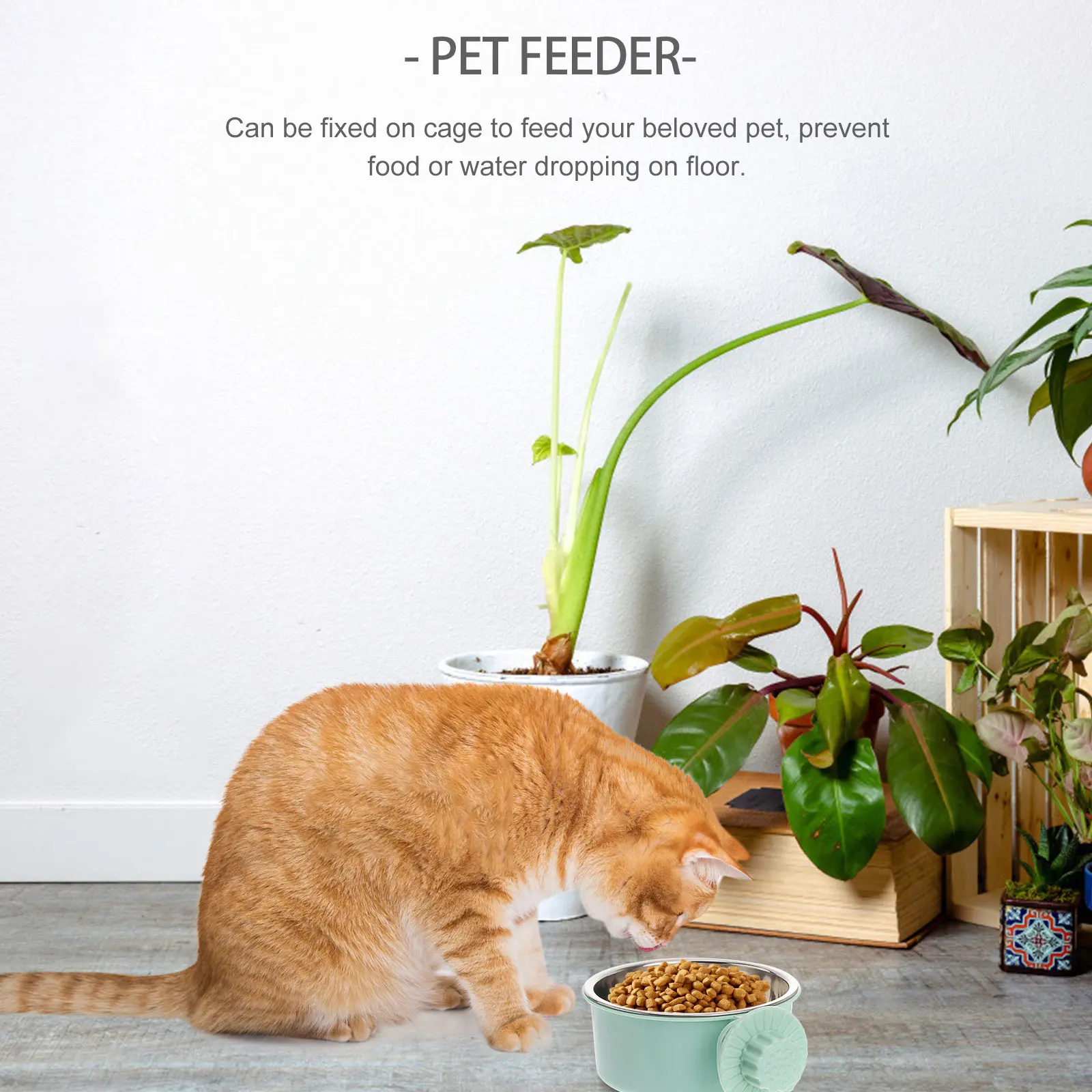 

Stainless Steel Pet Bowl Hanging Dog Feeder Cage Supplies Easy Cleaning Double Layer Bowl Lightweight Small for Indoor