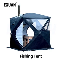 Outdoor 3-4 person 4 Season Camping Sauna Tent Thickened Automatic Winter Ice Fishing Tent Window/Chimney Hole Car Portable