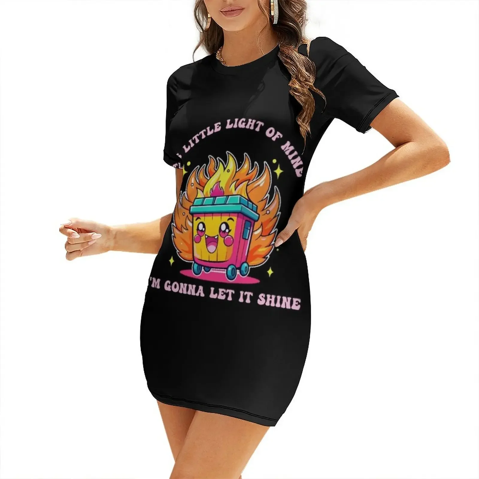

Dumpster fire Short-Sleeved Dress dresses for woman women's clothing korea stylish Dance dresses