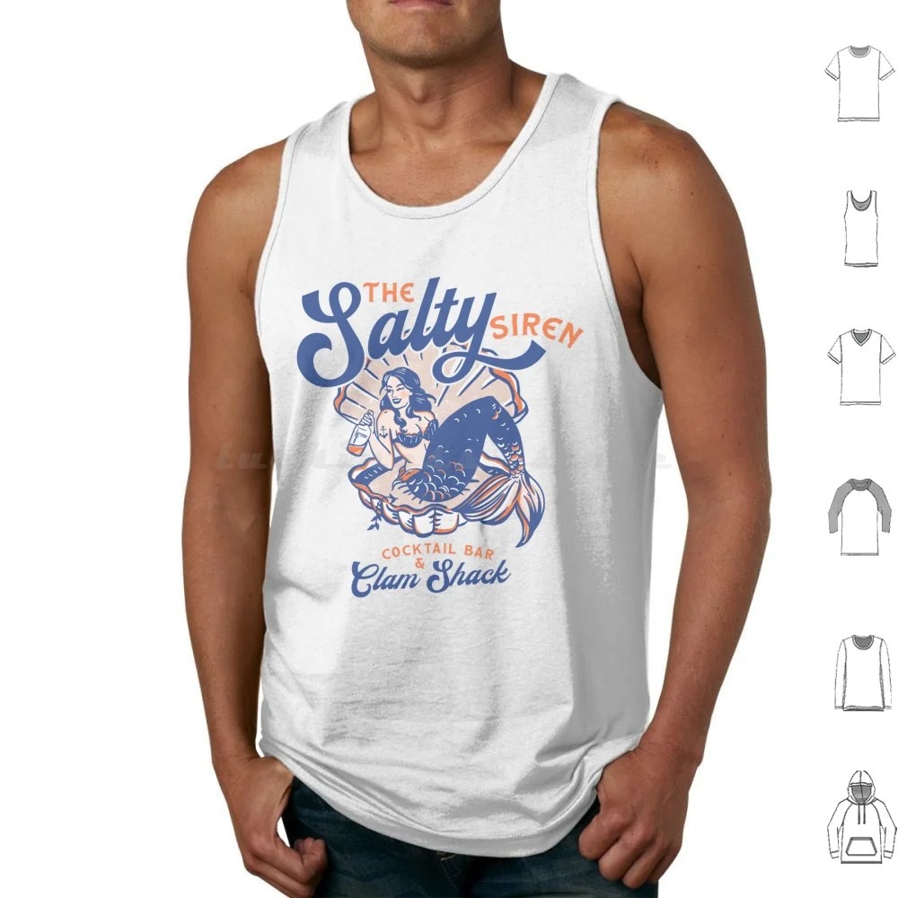 The Salty Siren Cocktail Bar & Clam Shack. Cute Retro Mermaid Travel Art Tank Tops Vest Sleeveless Salty Siren Mermaid Clam