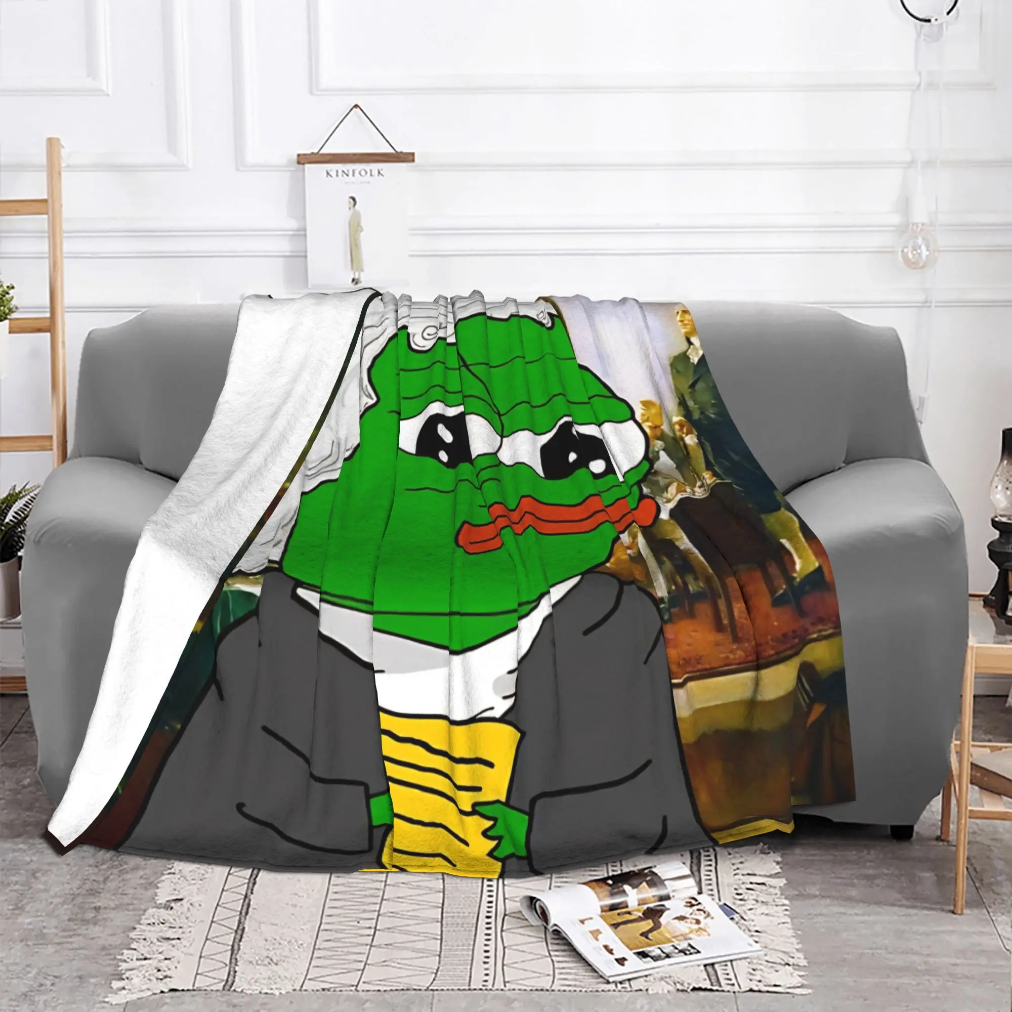 1PC Home Cute Room Decor Founding Father Blanket Throw Blanket Pepe the Frog Novelty Warm Blanket All Season