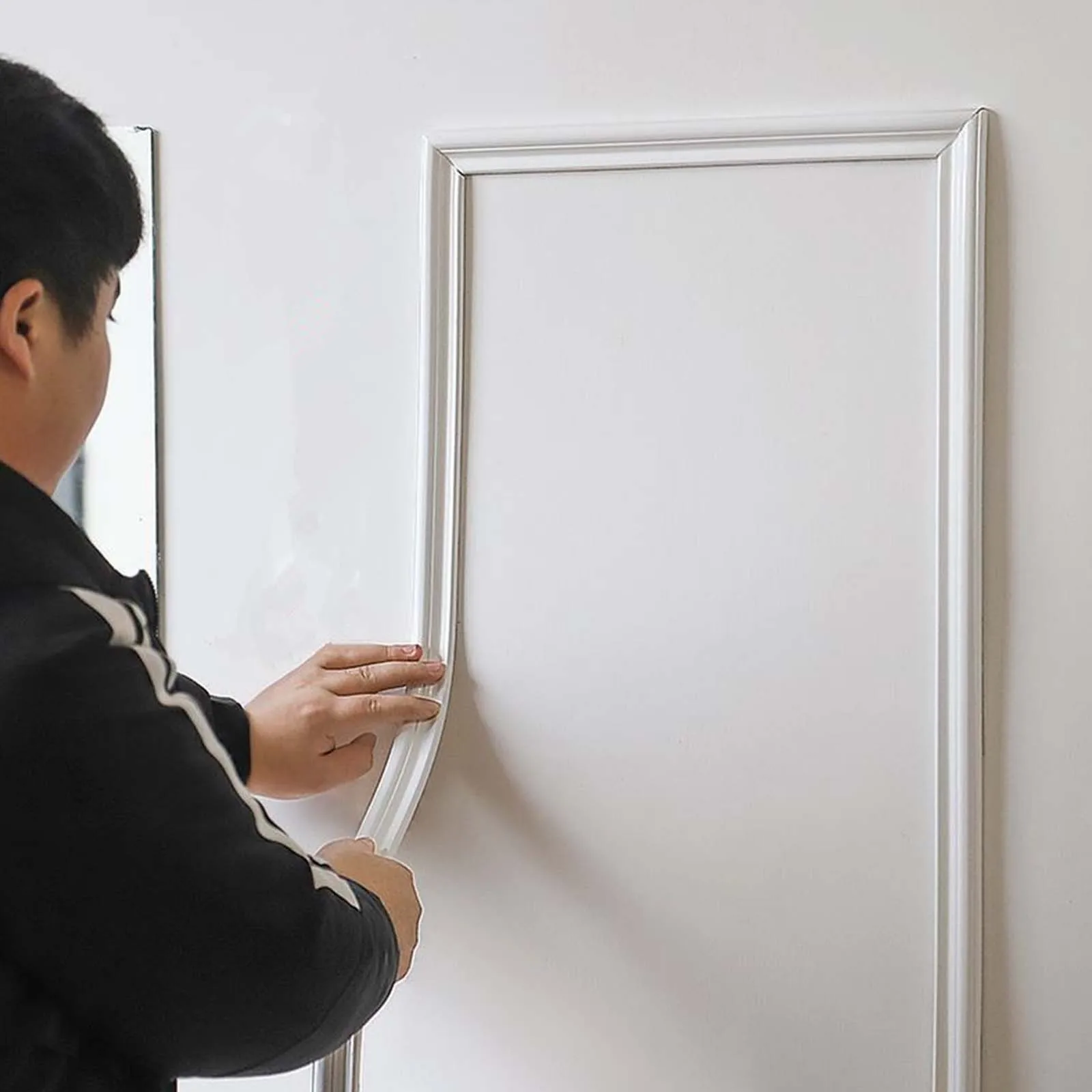 Skirting Baseboard Embossed TV Backdrop DIY Decal Decor White Home Molding Trim Multifunctional PVC 230cm X 8cm