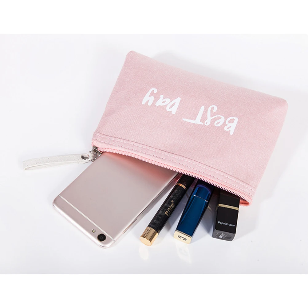 

3PCS Canvas Bag Lightweight Compact Zippered Travel Toiletry Pouch Makeup Storage School Holiday Outdoor Activities