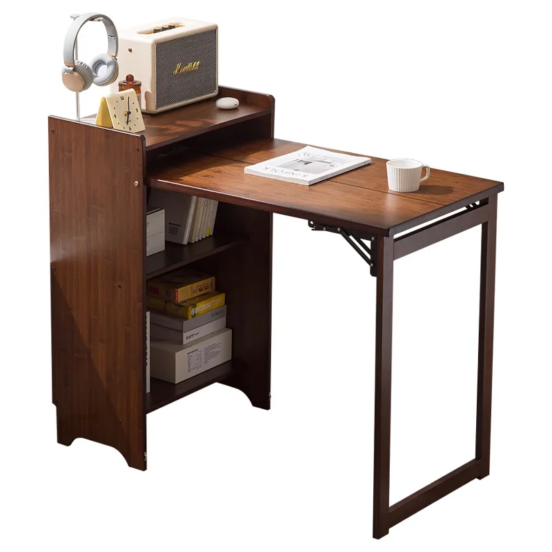 Solid wood folding desk student household computer desk bedroom small apartment bedside study small table simple desk #5