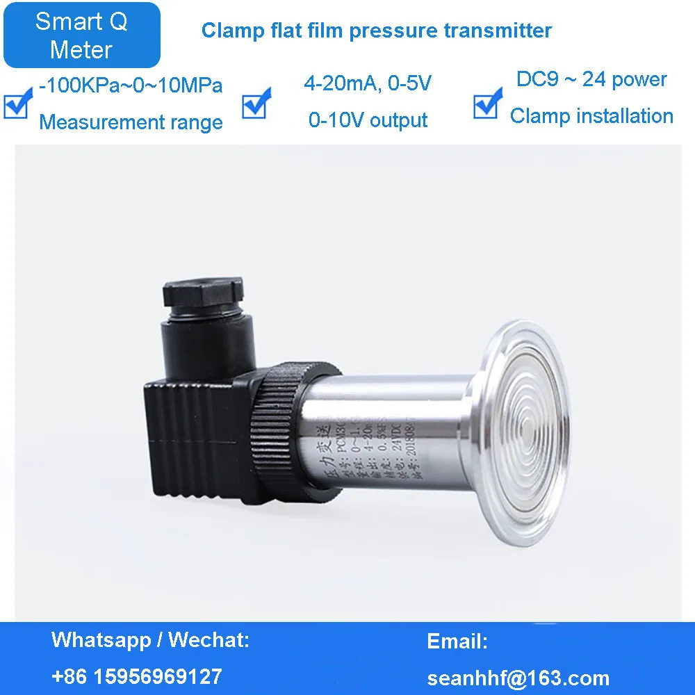 Sensor pemancar tekanan sanitasi 4-20ma, pengukur tekanan makanan film datar diafragma instalasi presisi tinggi