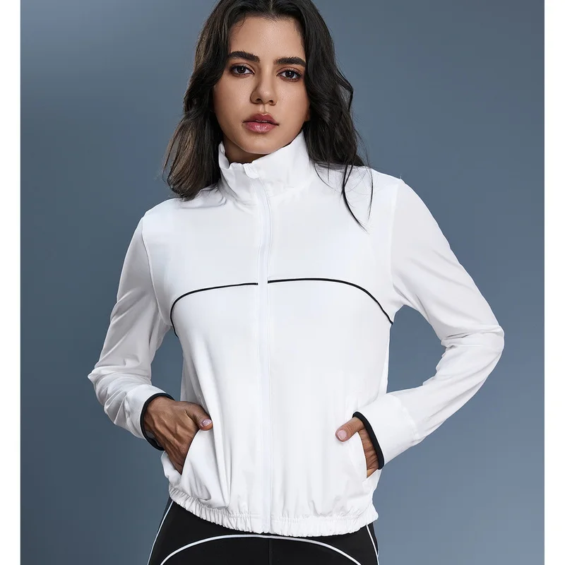 Women's Autumn Outdoor Windproof Stand Collar Trench Coat Short Style Fashionable Casual Sportswear Thin Jacket