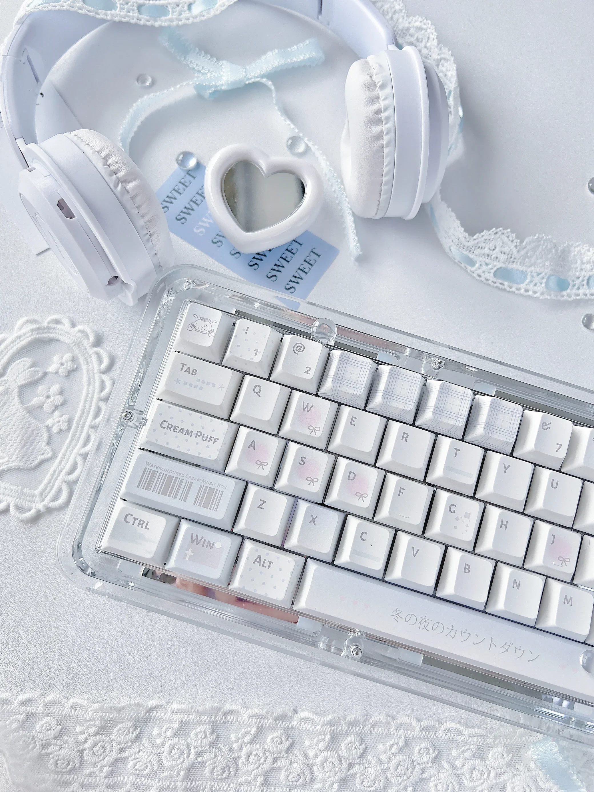 

Water color keycap cute light face cold blue new original personalized keyboard cap