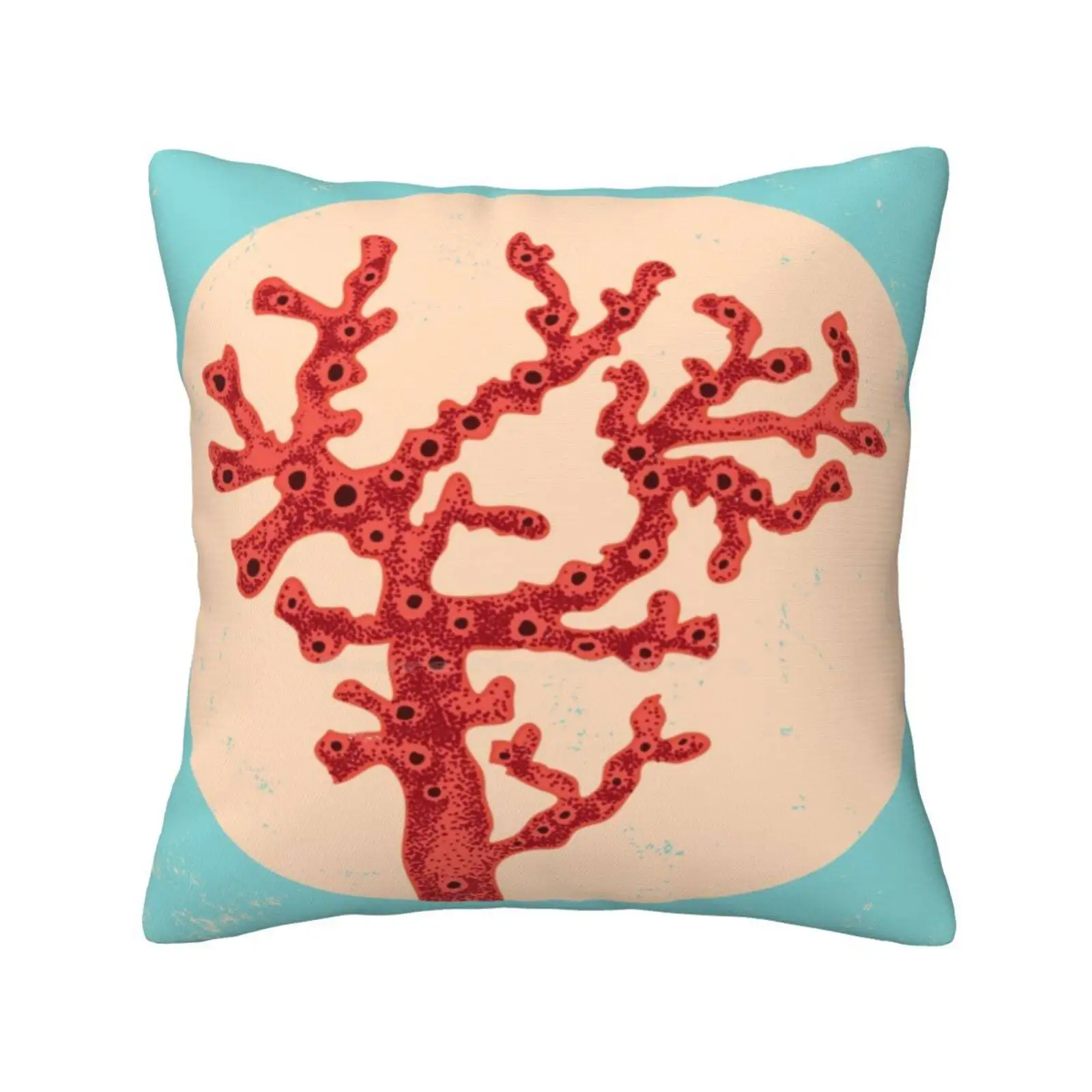 Red Coral Pillowslip Pillowcase Coral Reef Underwater Ocean Background Vintage Pattern Beach Tropical Nature Animal Engraving