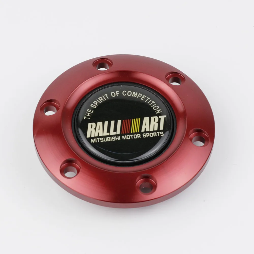 Car Styling Black Ralliart Racing Steering Wheel Horn Button Speaker Control Cover  + Aluminum Black/Red/Silver Edge