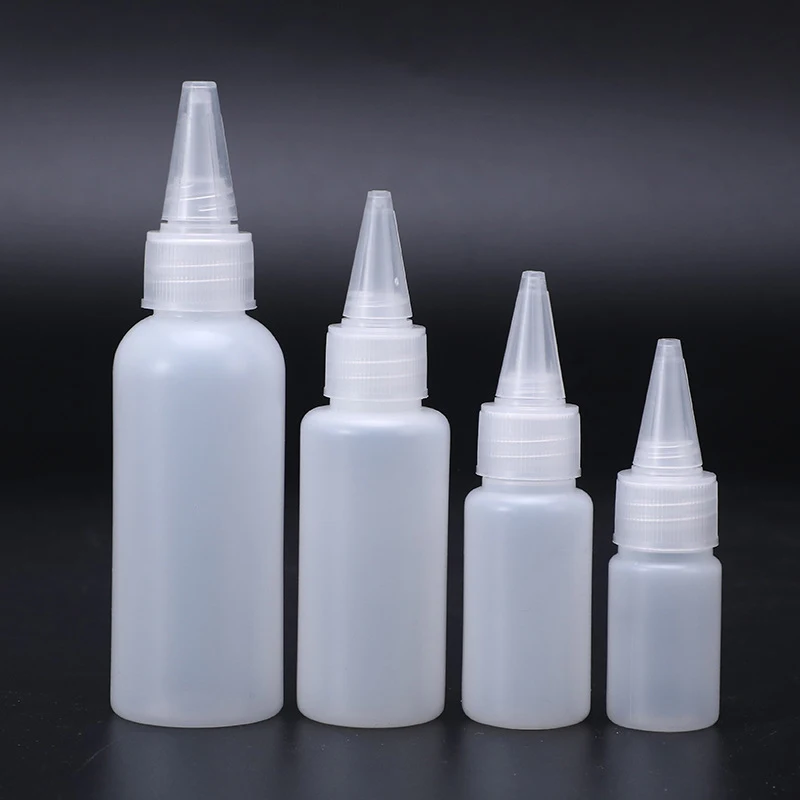 50pcs 10ml 20ml 30ml 50ml 100ml Squeeze Bottle Empty PE Plastic Paint Applicator Dispensing Bottle with Nozzle Glue Container