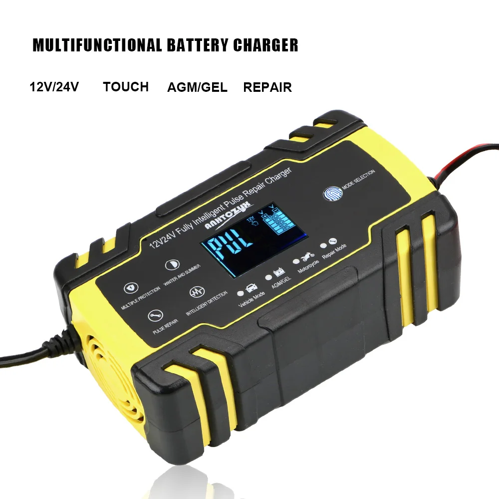 Chargeur de batterie de voiture entièrement automatique, chargeurs de batterie au plomb sec à support intelligent, réparation d\'impulsions, pipeline