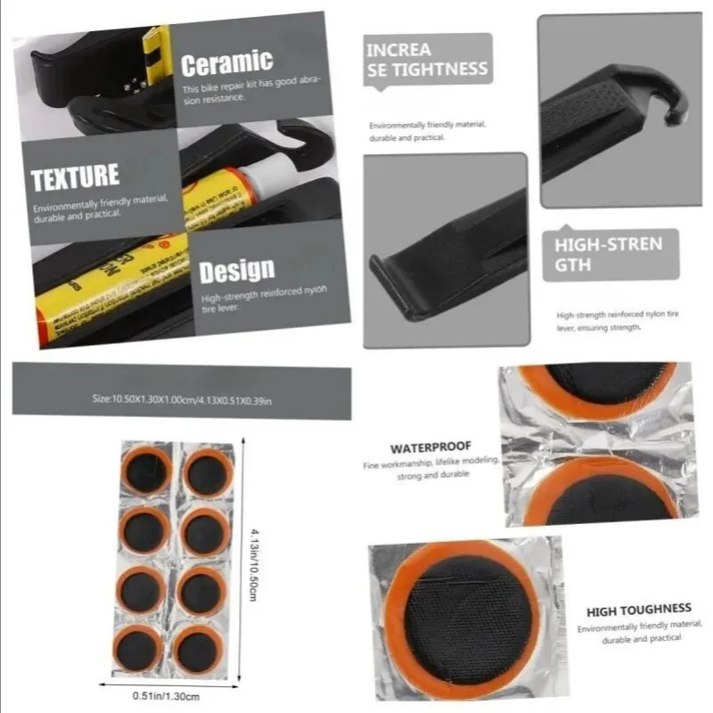Bike Tire Repair Kit Multifunctional Bike Repair Tool Tire Puncture Repair Kit Tire Fix Self-Adhesive Tire Patch Kit Flat Tire image 4