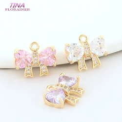 4PCS 11.5*13.5MM 14K Gold Color Brass with Zircon Butterfly Charms Pendant Necklace Earrings Jewelry Making Supplies Accessories