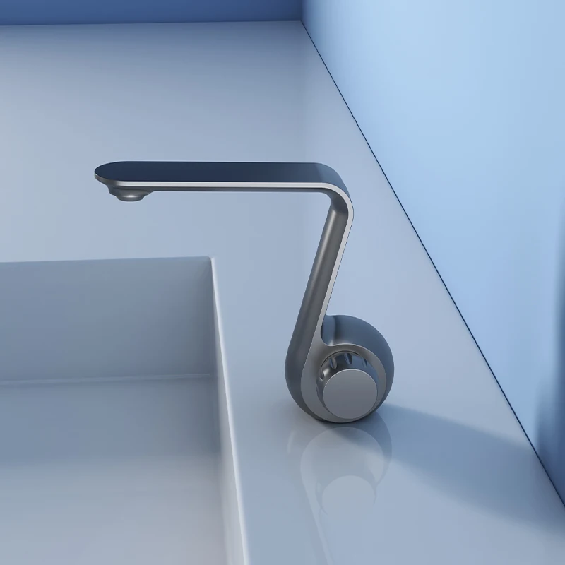 

Умывальник для ванной комнаты, смесители для горячей и холодной воды, простой дизайн, полностью медный серый умывальник для ванной комнаты, раковина для ванной комнаты