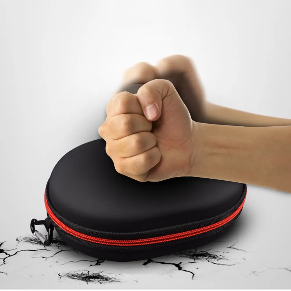 Bolsa de almacenamiento para auriculares, estuche rígido con cremallera Eva, bolsa de transporte portátil, protectora para almacenamiento de auriculares, negro y rojo, 1 unidad