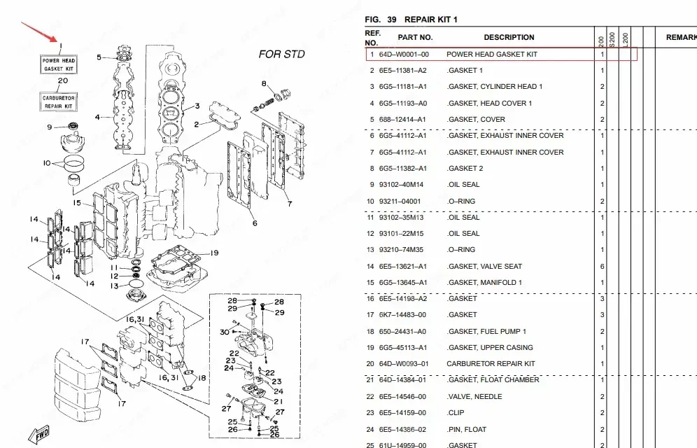 Gasket Power Head Gasket Kit untuk Outboard 150-200HP V6 Kit
