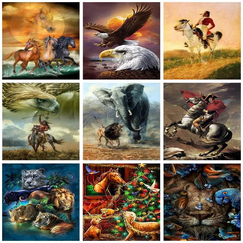 

CHENISTORY Oil Painting By Numbers Knight Horse Lion Pictures Paint Handicrafts Coloring By Numbers On Canvas Home Decors Gift