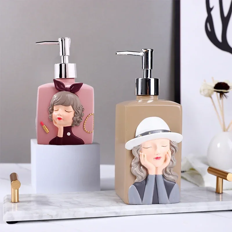 Creative figure resin soap dispenser hand sanitizer bottle shower gel press bottle shampoo dispensing bottle cup dispenser