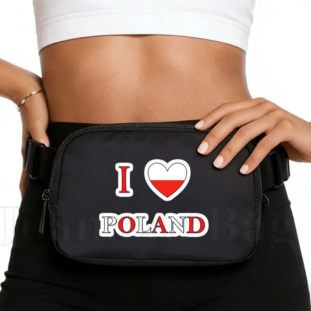 

Poland Country Heart Flag Fanny Pack Sports Fitness Workout Running Large Crossbody Casual Wallet Pouch Portable Waist Phone Bag