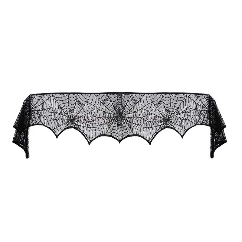 

Halloween Tablecloth Bat Spider Web Black Lace Tablecloth Mantel Cloth Family Table Decoration Halloween Party Decoration