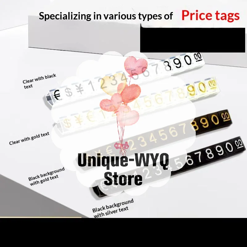 2Pcs  Golden Silvery Black Number Letter Adjustable Mini Cube Price Tag Display Stand Tag Label Sets of Number Labels
