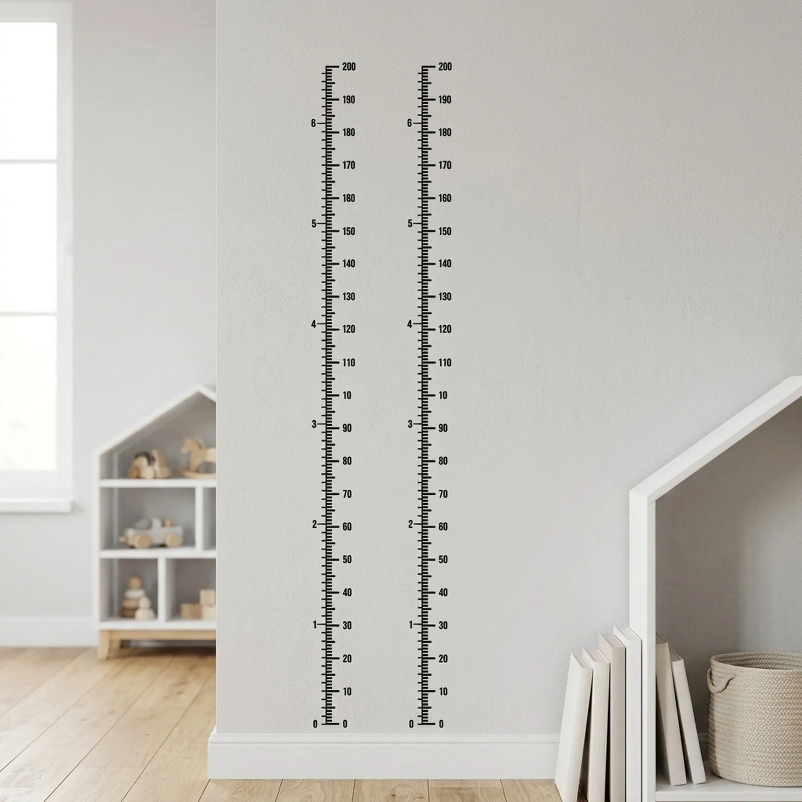 Children\\\'s Growth Chart Wall Stickers Set of Two Easy to Apply PVC Designs Suitable for Various Interior Styles
