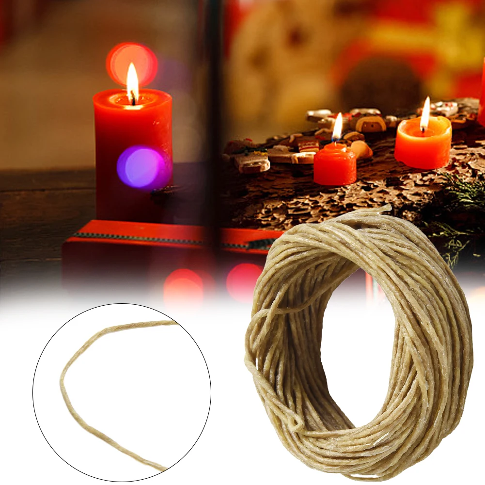 Candle Beeswax Wicks Coated For Candle Making Hemps Organic Parts Well Wicks 1 Roll 2.0mm Dia 33FT Accessories
