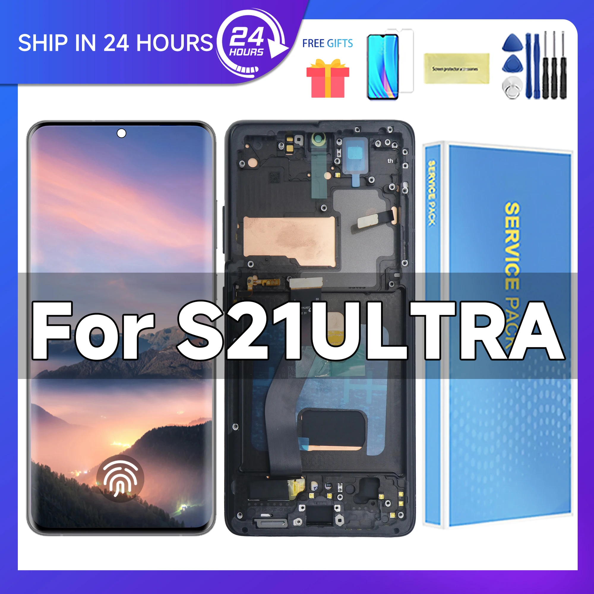 S21 Ultra For AMOLED For Samsung S21 Ultra 5G G998B G998U G998W LCD Display Touch Screen Digitizer Assembly Replacement