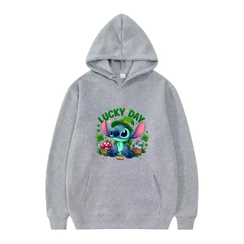 Disney Stitch patrón mujer dibujos animados deportivo suelto gris otoño polar Tops ropa jerseys señoras baratos sudaderas con capucha hombres sudaderas