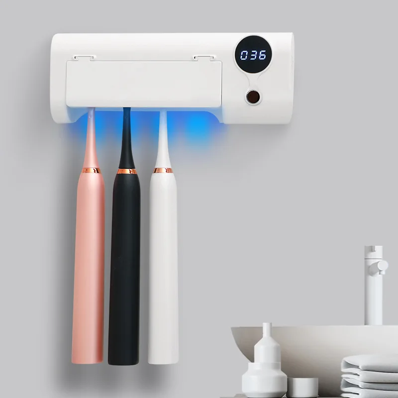 Soporte esterilizador de cepillo de dientes recargable UV multifuncional portátil para secado de desinfección de cepillos de dientes eléctricos