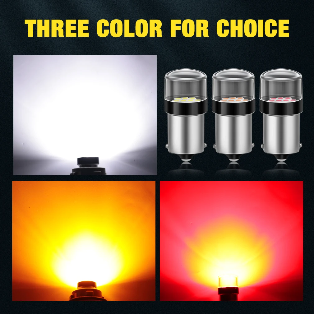 2pcs Car Led P21W 1156 BA15S 1157 BAY15D P21/5W Turn Signal Lights Bulbs R5W R10W Auto Reverse Lamp 12V 6000K White Red Yellow image 6